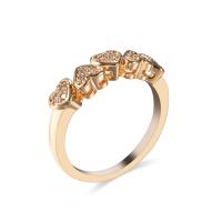 Cubic Zirconia Micro Pave Brass Finger Ring, with Cubic Zirconia, Heart, gold color plated & for woman 