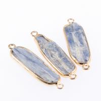 Kyanite Connector, with Brass, irregular, gold color plated, DIY & 1/1 loop, blue 