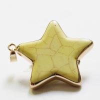 Gemstone Brass Pendants, with Brass, Star, gold color plated, Unisex 
