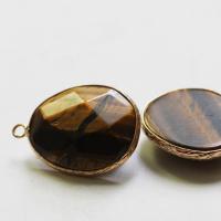 Gemstone Brass Pendants, with Brass, gold color plated, Unisex & faceted 