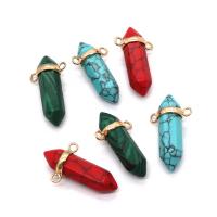 Gemstone Connector, Natural Stone, with Brass, Conical, gold color plated, DIY & 1/1 loop 