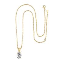 Brass Cubic Zirconia Necklace, with 2 extender chain, plated, for woman & with cubic zirconia .7 Inch 