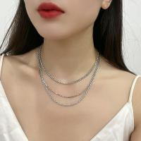 Fashion Multi Layer Necklace, Zinc Alloy, silver color plated & for woman, silver color 