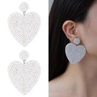 Glass Seed Beads Earring, Seedbead, Heart, handmade, for woman 