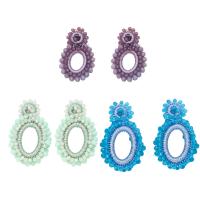 Pendientes Gota de Cristal, con Poliéster & metal, para mujer, más colores para la opción, 69x42mm, Vendido por Par