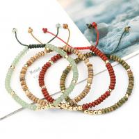 Gemstone Bracelets, Zinc Alloy, with Gemstone & Cotton Cord, fashion jewelry & for woman & faceted, 4mm Approx 6.38 Inch 