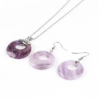 Gemstone Jewelry Set, earring & necklace, platinum color plated, 2 pieces & for woman, 38*28*7mm,44.9*28*5mm Approx 17.72 Inch 
