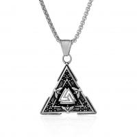 304 Stainless Steel Necklace, Triangle, fashion jewelry & for man & blacken, original color 