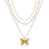 Fashion Multi Layer Necklace, Zinc Alloy, Butterfly, gold color plated, three layers & fashion jewelry & for woman, golden cm, 45 cm, 50 cm 