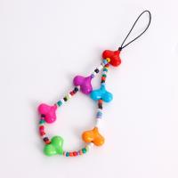 Fashion Mobile Phone Lanyard, Seedbead, with Resin, Heart, for woman, multi-colored, 16mm cm 