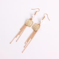 Fashion Fringe Earrings, Zinc Alloy, with Plastic Pearl, gold color plated, fashion jewelry & for woman, golden, 20mm,110mm 