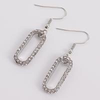 Zinc Alloy Rhinestone Drop Earring, platinum color plated, fashion jewelry & for woman & hollow, platinum color, 50mm,30mm 