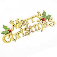 Plastic Christmas Door Hanger, Alphabet Letter, machine polished, Christmas jewelry golden 