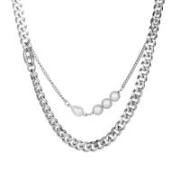 Titan Schmuck Halskette, Titanstahl, mit Kunststoff Perlen, Vakuum-Ionen-Beschichtung, Modeschmuck & unisex, originale Farbe, 520mm, verkauft von PC