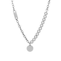 Titan Schmuck Halskette, Titanstahl, mit Kunststoff Perlen, Vakuum-Ionen-Beschichtung, unisex & verschiedene Größen vorhanden, originale Farbe, verkauft von PC