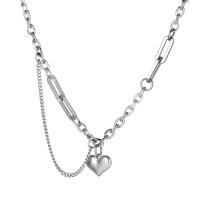 Titanium Steel Jewelry Necklace, Heart, Vacuum Ion Plating, Unisex original color 
