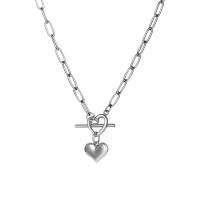 Titanium Steel Jewelry Necklace, Heart, Vacuum Ion Plating & for woman, original color 