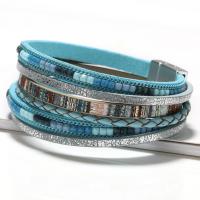 Cuir synthétique bracelet, avec alliage de zinc, vernis au four, multicouche & pour femme, plus de couleurs à choisir, 210mm, Vendu par PC