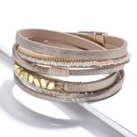Cuir synthétique bracelet, avec alliage de zinc, multicouche & pour femme, plus de couleurs à choisir, 380mm, Vendu par PC