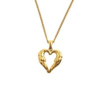 Stainless Steel Jewelry Necklace, 304 Stainless Steel, Heart, Vacuum Ion Plating, for woman & hollow, gold, 450mm 