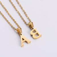 Stainless Steel Jewelry Necklace, 304 Stainless Steel, Alphabet Letter, real gold plated, fashion jewelry & for woman, 12mm Approx 18 Inch 