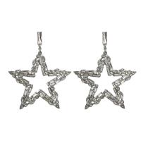 Zinc Alloy Rhinestone Drop Earring, Star, silver color plated, micro pave cubic zirconia & for woman & with rhinestone & hollow 