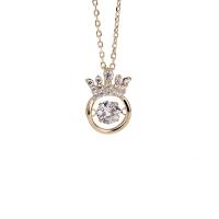 Sterling Silver Jewelry Necklace, 925 Sterling Silver, with 1.57 inch extender chain, Crown, plated, for woman & with rhinestone Approx 15.35 Inch 