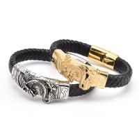 PU Leather Cord Bracelets, Titanium Steel, with PU Leather, Vacuum Ion Plating, dyed & Unisex Approx 8.26 Inch 