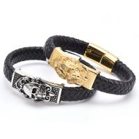 PU Leather Cord Bracelets, Titanium Steel, with PU Leather, Vacuum Ion Plating, dyed & Unisex Approx 7.87 Inch 