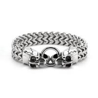 Titanium Steel Bracelet & Bangle, Skull, polished, Unisex, original color Approx 7.87 Inch 