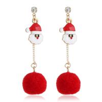Christmas Earrings, Zinc Alloy, with Plush, Christmas Design & fashion jewelry & for woman, red 