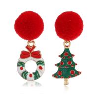 Christmas Earrings, Zinc Alloy, with Plush, Christmas Design & fashion jewelry & for woman 