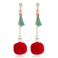 Christmas Earrings, Zinc Alloy, with Plush, Christmas Design & fashion jewelry & for woman & with rhinestone 