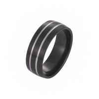 Titanium Steel Finger Ring, Vacuum Ion Plating, fashion jewelry & Unisex black, 8*2mm 