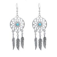 Dreamcatcher Earring, alliage de zinc, Placage de couleur argentée, bijoux de mode & pour femme Vendu par paire