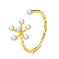 Brass Cuff Finger Ring, with ABS Plastic Pearl, plated, fashion jewelry & for woman 17mm 