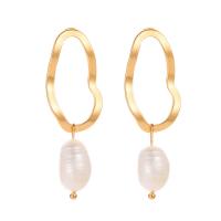 Plastic Pearl Zinc Alloy Earring, with ABS Plastic Pearl, gold color plated, fashion jewelry & for woman, golden 