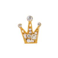 Zinc Alloy Jewelry Brooch, Crown, plated, fashion jewelry & micro pave cubic zirconia & for woman 22mm 