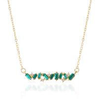 Rhinestone Zinc Alloy Necklace, with Emerald, with 5 extender chain, irregular, plated, fashion jewelry & for woman & with rhinestone cm 