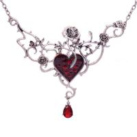 Enamel Zinc Alloy Necklace, with Ruby, Heart, fashion jewelry & for woman cm 