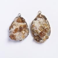 Ice Quartz Agate Pendants, with Brass, silver color plated, druzy style & Unisex 