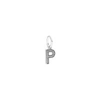 Sterling Silver European Pendants, 925 Sterling Silver, with Cubic Zirconia, letters are from A to Z & Unisex 