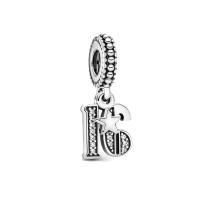 Sterling Silver European Pendants, 925 Sterling Silver, with Cubic Zirconia, Unisex 