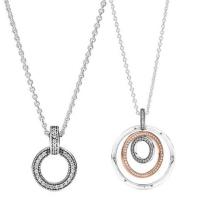 Cupronickel European Necklace, with Cubic Zirconia, with 5cm extender chain, Donut, plated, Unisex & hollow 12mm Approx 45 cm 