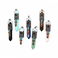 Gemstone Zinc Alloy Pendants, with Zinc Alloy, Conical, silver color plated & Unisex 