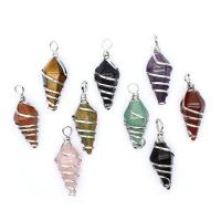 Gemstone Zinc Alloy Pendants, with Zinc Alloy, Conical, silver color plated & Unisex 