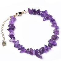 Gemstone Chip Bracelets, Strawberry Quartz, with Amethyst & Citrine & Zinc Alloy, with 5cm extender chain, irregular, gold color plated, fashion jewelry & adjustable & for woman 5-8mm Approx 17 cm 