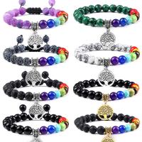 Gemstone Bracelets, with Elastic Thread & Zinc Alloy, Tree, plated, fashion jewelry & Unisex 8mm .8 cm, Approx  