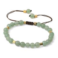 Gemstone Bracelets, Natural Stone, with Nylon Cord & Zinc Alloy, gold color plated, fashion jewelry & Unisex & adjustable 6mm,3mm cm 