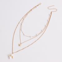 Fashion Multi Layer Necklace, Zinc Alloy, with Plastic Pearl, with 10cm extender chain, Wing Shape, gold color plated, fashion jewelry & multilayer & for woman, golden, 10mm,20mm cm, 40 cm, 50 cm 